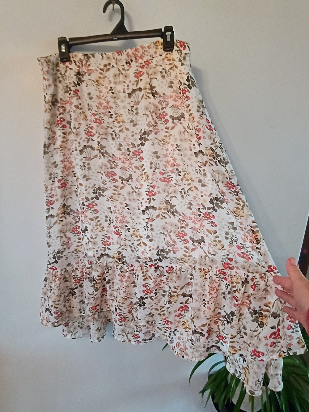 Allegra K Floral Midi Skirt Large NWT Ruffle Cottagecore Romantic Garden Party